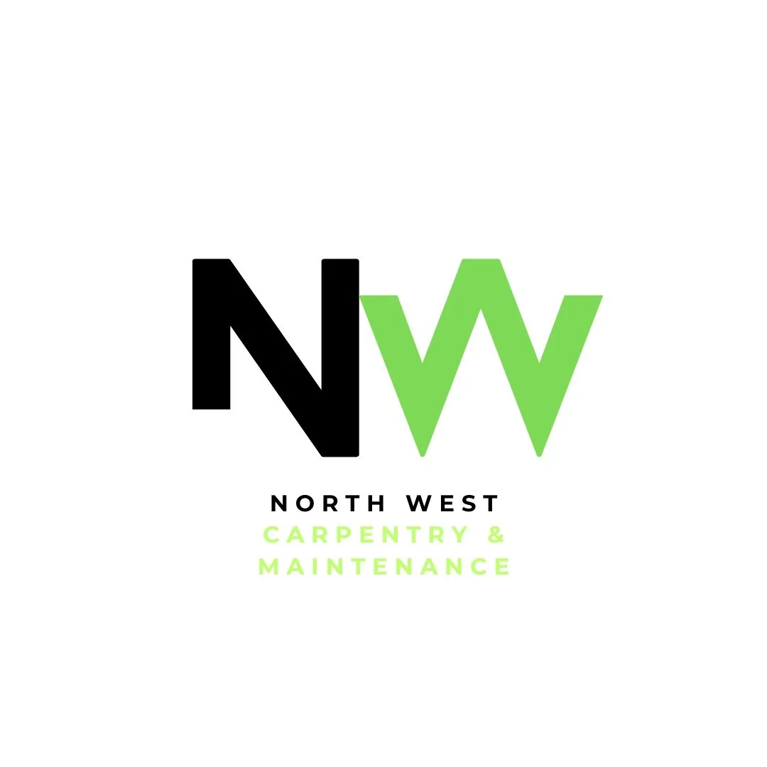 Logo for North West Carpentry & Maintenance featuring the letters NW in black and green, with the company name below in black and green text.