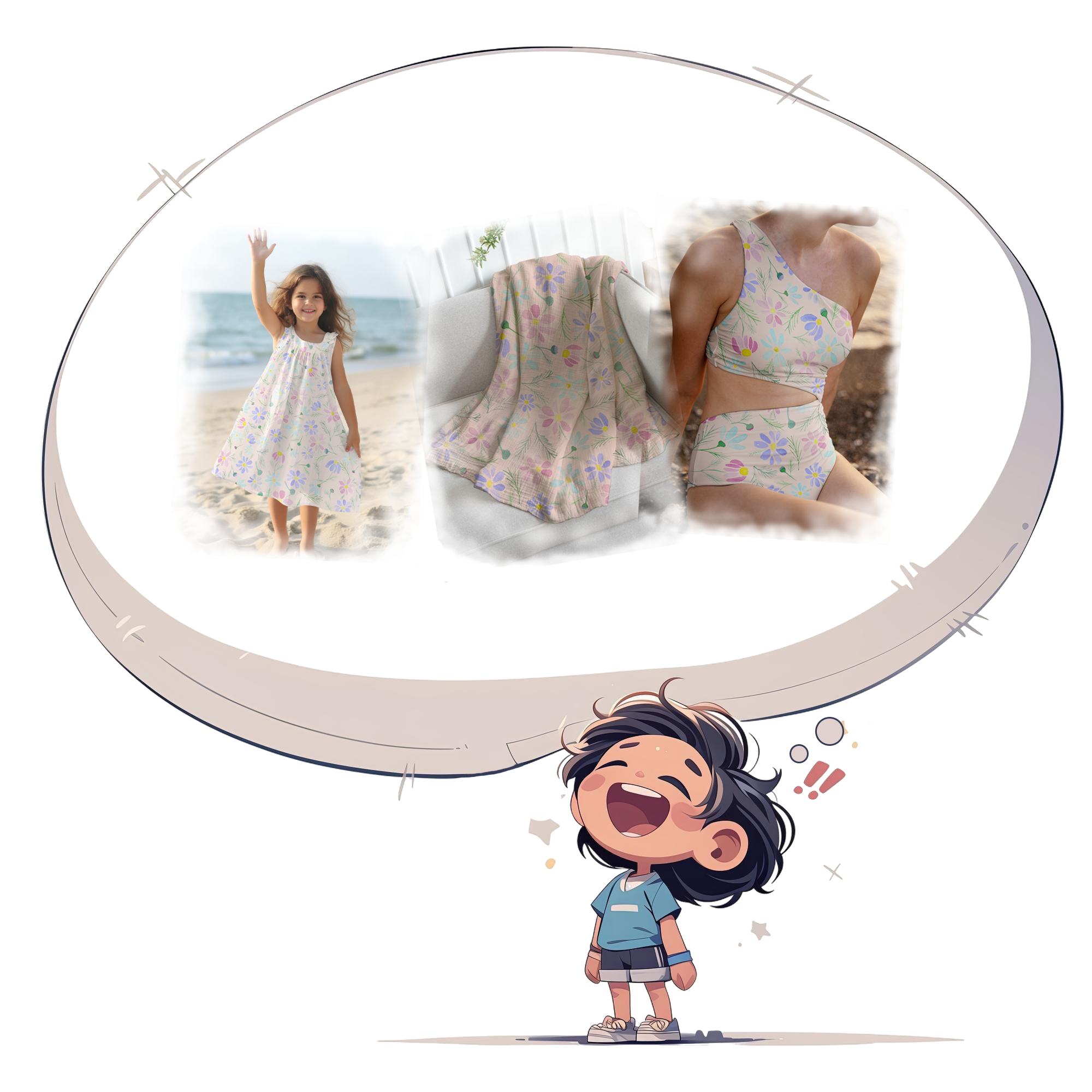 Girl Imagining design on products