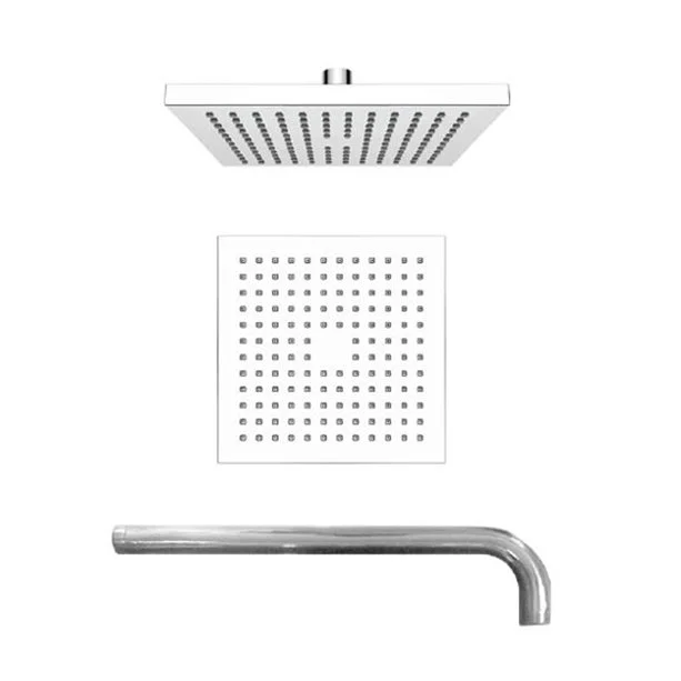 LIXIL Square ABS Air-In Rainshower Head w/ Arm 200mm S026