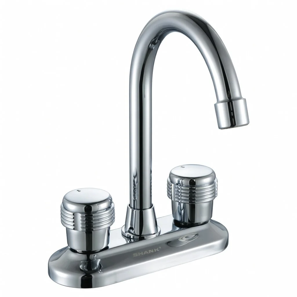 SHARK SF1004 Brass Basin Hot and Cold Mixer Double Handle Kitchen Faucet
