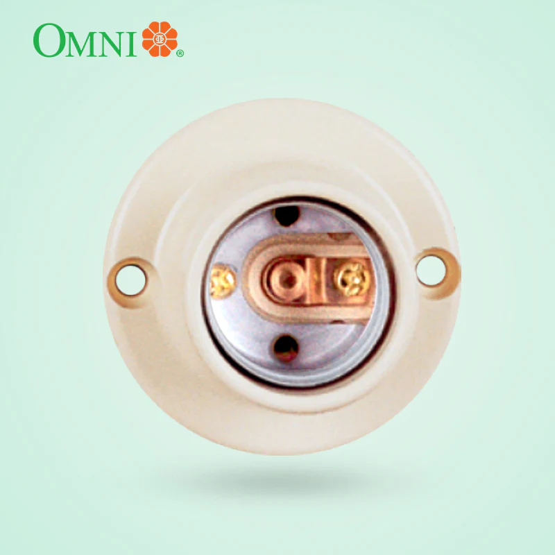 E27-140 E27 CEILING RECEPTACLE 4 1/4 INCH DIAMETER WITH SCREW IVORY 6A 250V