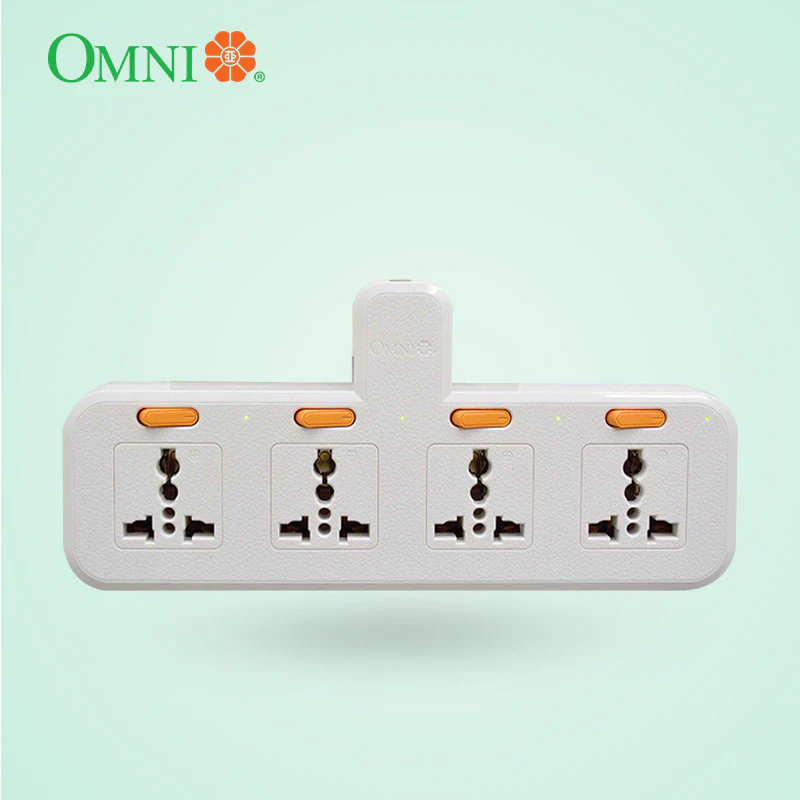 WUA-042-PK MULTIPLE SOCKET EXTENSION ADAPTER WITH INDIVIDUAL SWITCH 4 GANG 10A 250V