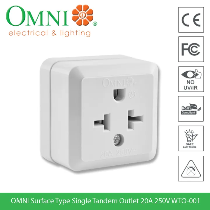 WTO-001 SURFACE SINGLE TANDEM OUTLET 20A 250V