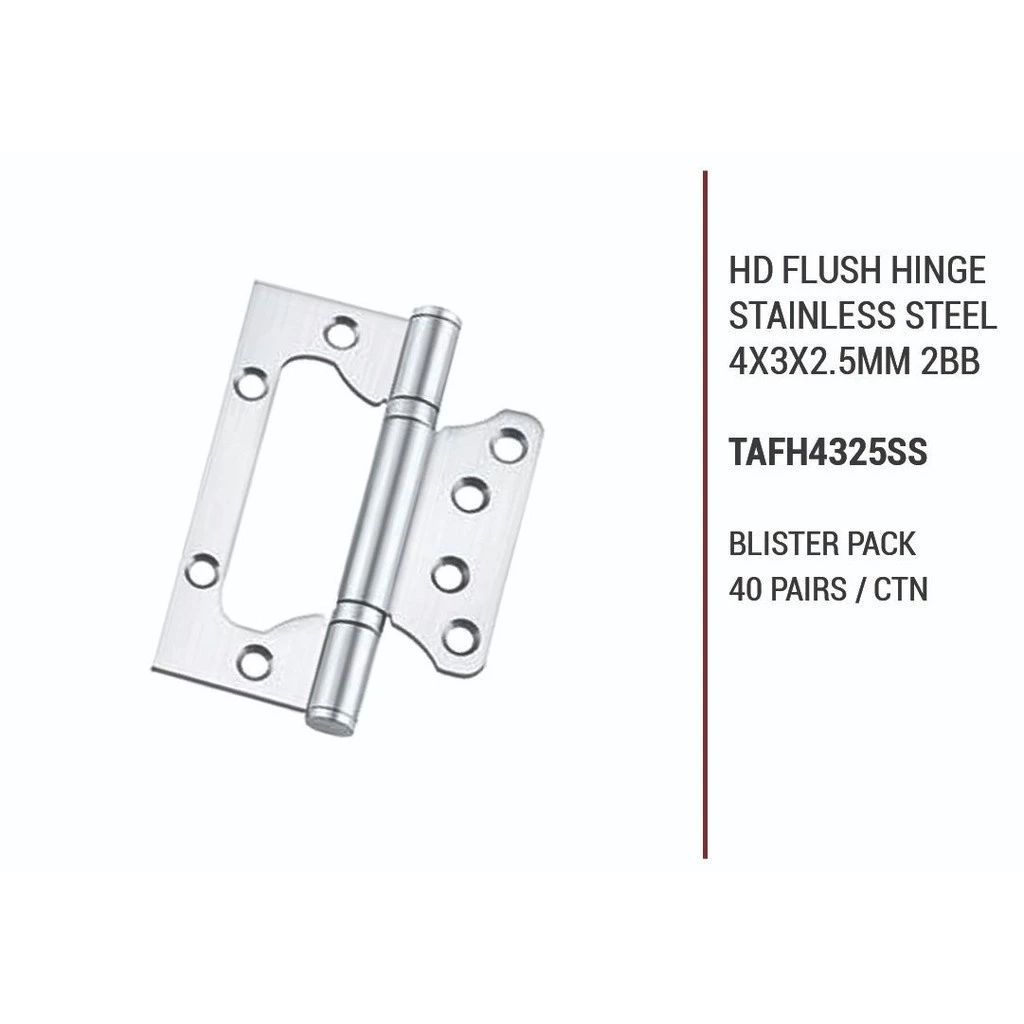 TOPGRADE TAFH4325SS Heavy Duty Flush Hinge Stainless Steel 2BB 4x3x25mm