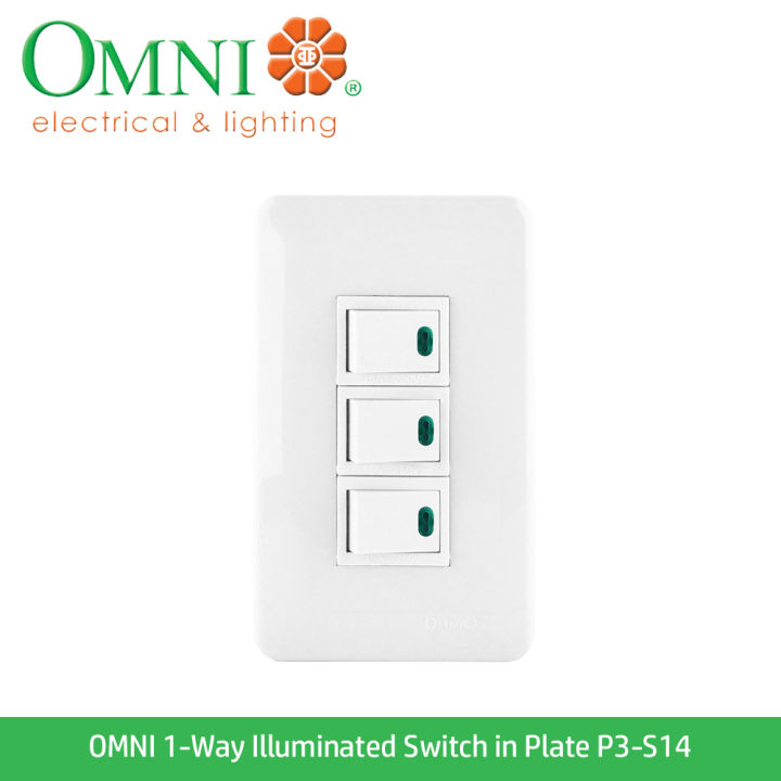 P3-S14 3PCS. 1-WAY ILLUMINATED SWITCH IN PLATE