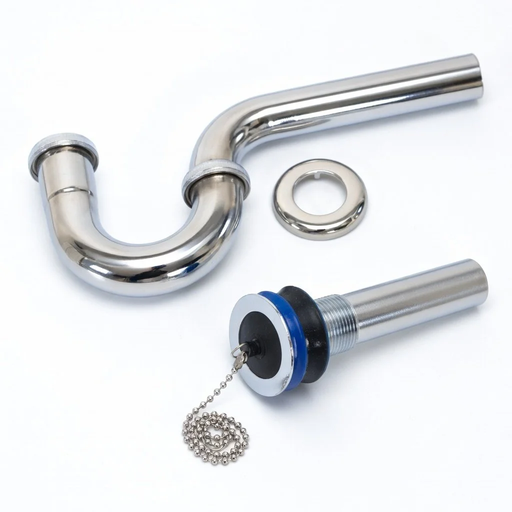 SHARK Stainless P-Trap with Stainless PO Plug 1-1/4" Heavy Duty