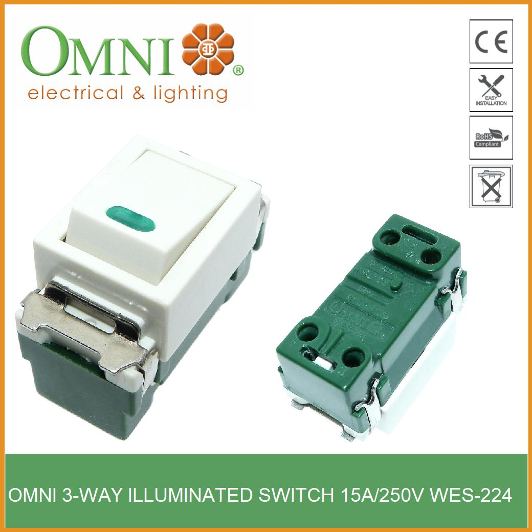 WES-224-PK 3-WAY ILLUMINATED SWITCH 16A 250V IN BLISTER PACK