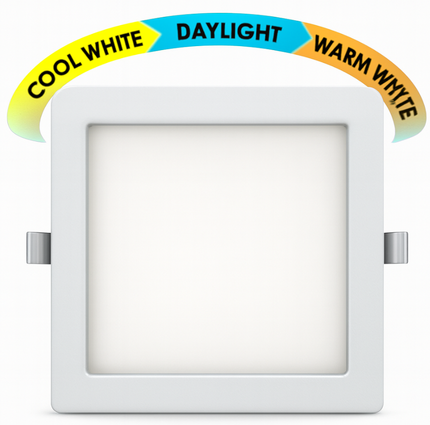 CDL1112TC 12W LED 3 COLOR RECESED SLIM DOWNLIGHT SQUARE
