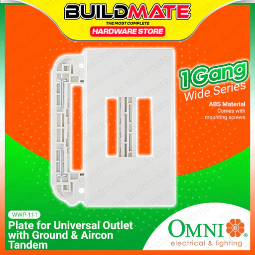 WWP-111 1-GANG PLATE FOR UNIVERSAL OUTLET W/ GROUND & AIRCON TANDEM