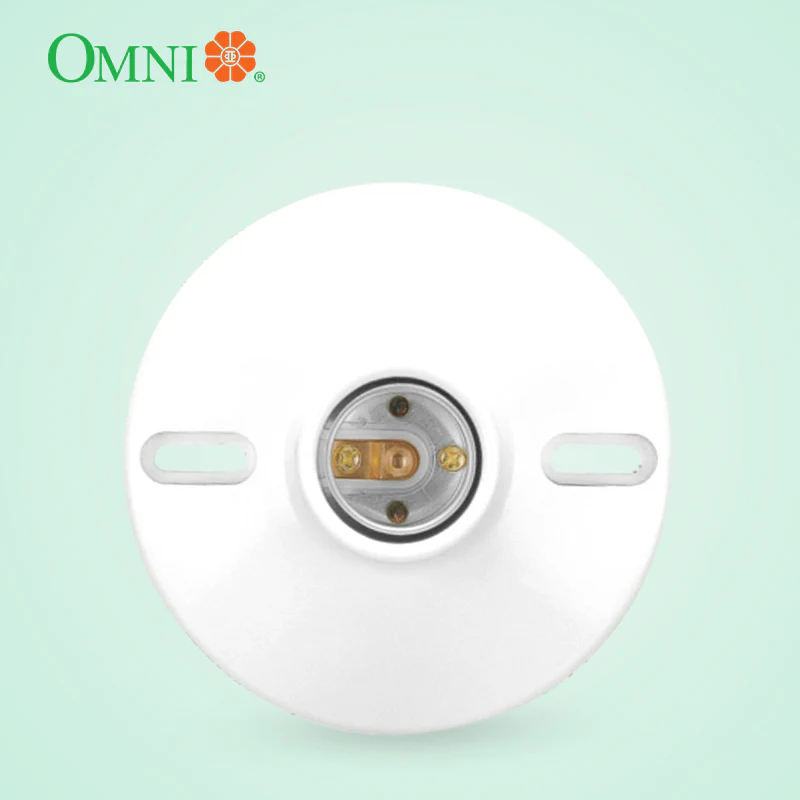 E27-040 E27 CEILING RECEPTACLE 4 1/4 INCH DIAMETER WITH SCREW WHITE 6A 250V