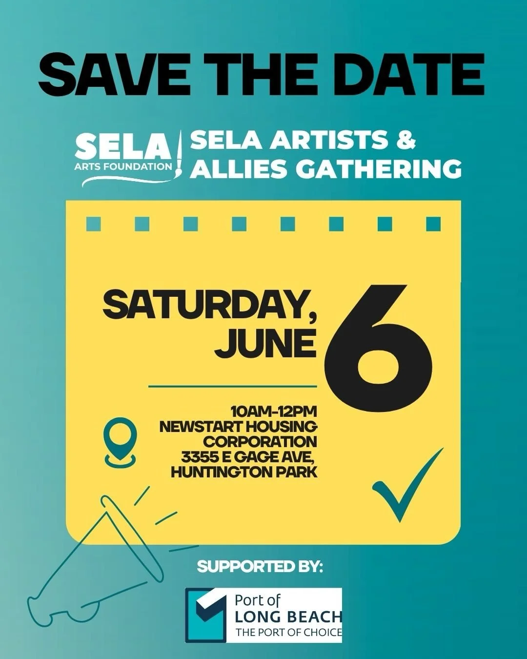 Join us for the second SELA Artists and Allies Gathering on Saturday, June 6. We&rsquo;re coming together to talk about how artists and organizations across Southeast LA can build collective power and advocate for arts in our communities. The arts ar