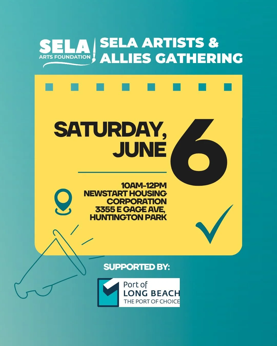 Friendly reminder to RSVP for our upcoming SELA Artists and Allies Gathering on June 6. 

We&rsquo;re coming together to talk about how artists and organizations across Southeast LA can build collective power and advocate for arts in our communities.