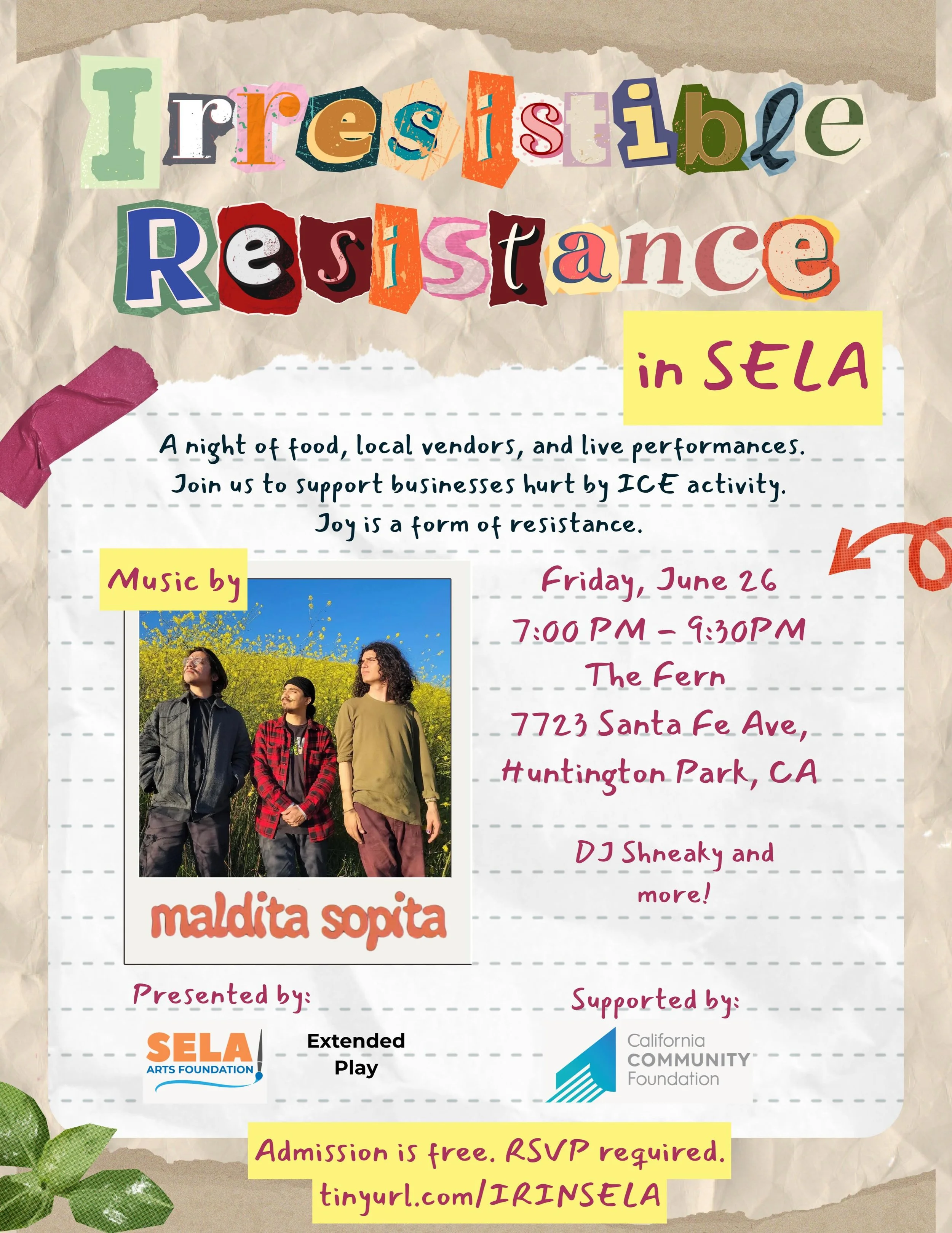 Irresistible Resistance in SELA is back! ❤️
Our first pop-up in SELA in February was really special. Nearly 200 people came together to support local businesses, enjoy poetry and music, connect with one another, and remind ourselves that joy and comm