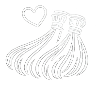 Icon drawing of hair extension set with a heart above it at the Chelsea Extension Co. Salon in Surrey BC Canada..