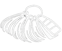 Line of colour swatches with keyrings attached