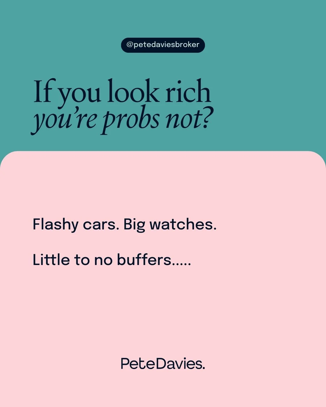 Looking rich is easy.
Being wealthy takes discipline.
Flash cars. Designer labels. Expensive habits.

They&rsquo;re not signs of success &mdash; they&rsquo;re often signs of misaligned priorities.

Real wealth is quiet:

&bull; Cash flow that gives y