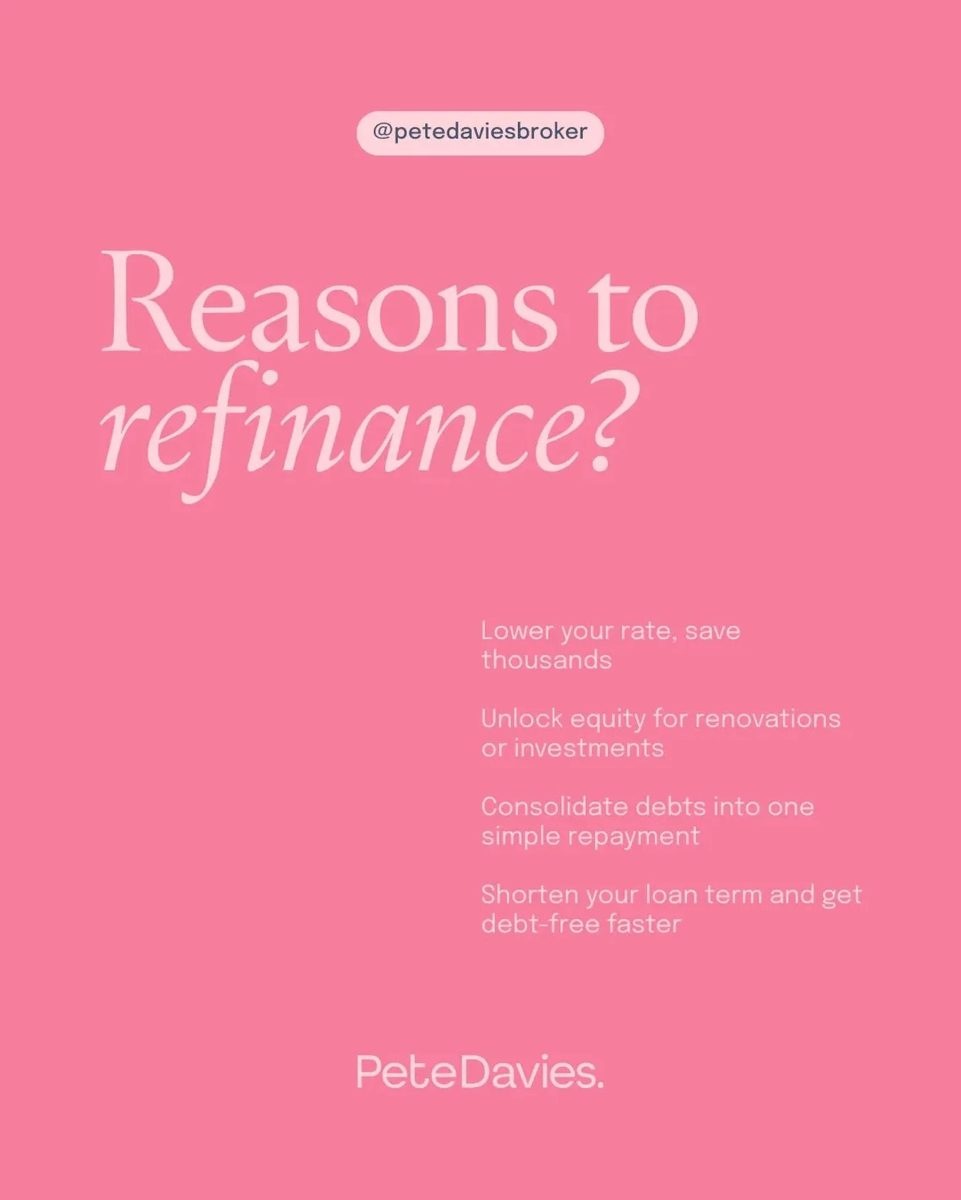 🚨 Your mortgage is probably costing you more than it should

If you haven&rsquo;t reviewed your home loan in the last 12 months, there&rsquo;s a good chance you&rsquo;re paying a rate that no longer matches the market.
Refinancing could help you:

&