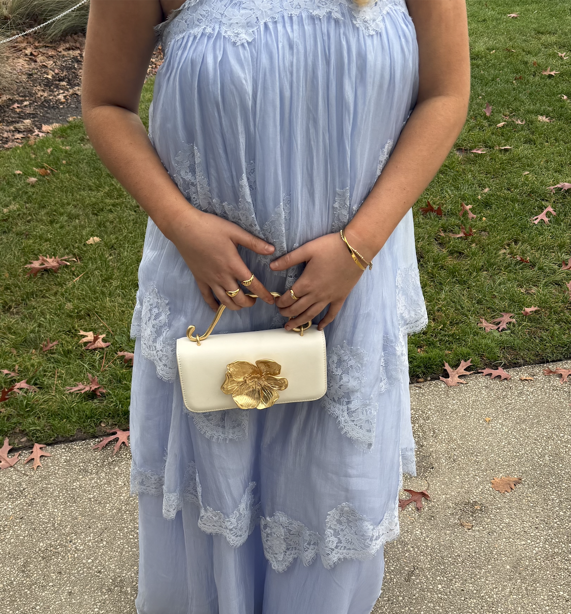 Aje Alessia Flower Clutch Ivory