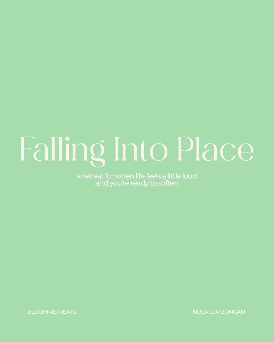 You don&rsquo;t need another reset.
You don&rsquo;t need to &ldquo;transform.&rdquo;

You need space, in a new environment, where everything is already thought through for you.

Falling Into Place is a Bloom Retreat in Bali designed for women who are