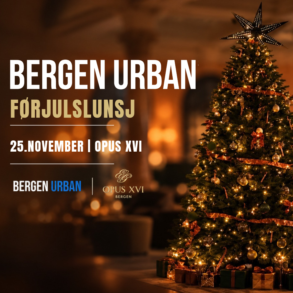 Bergen Urban inviterer til førjulslunsj 25. november på Opus XVI