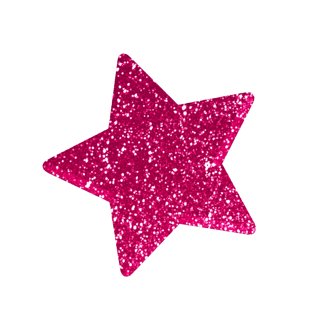 Pink glitter star against a dark maroon background.