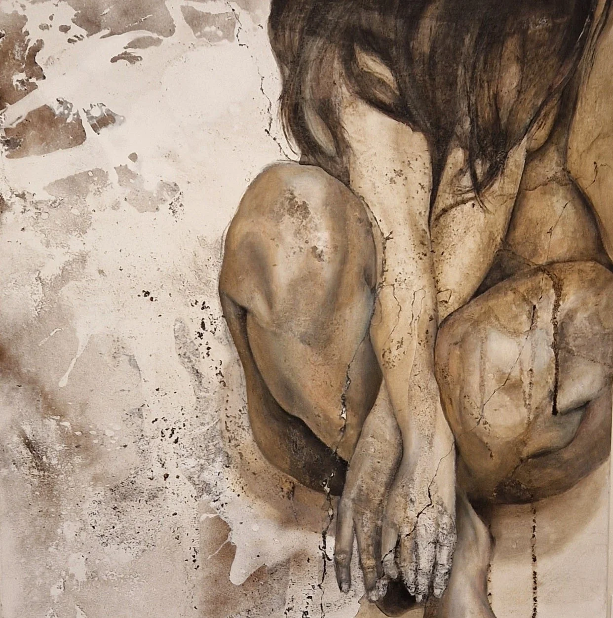 Battered • 2023 • 100x100 • mixed media / Leinwand