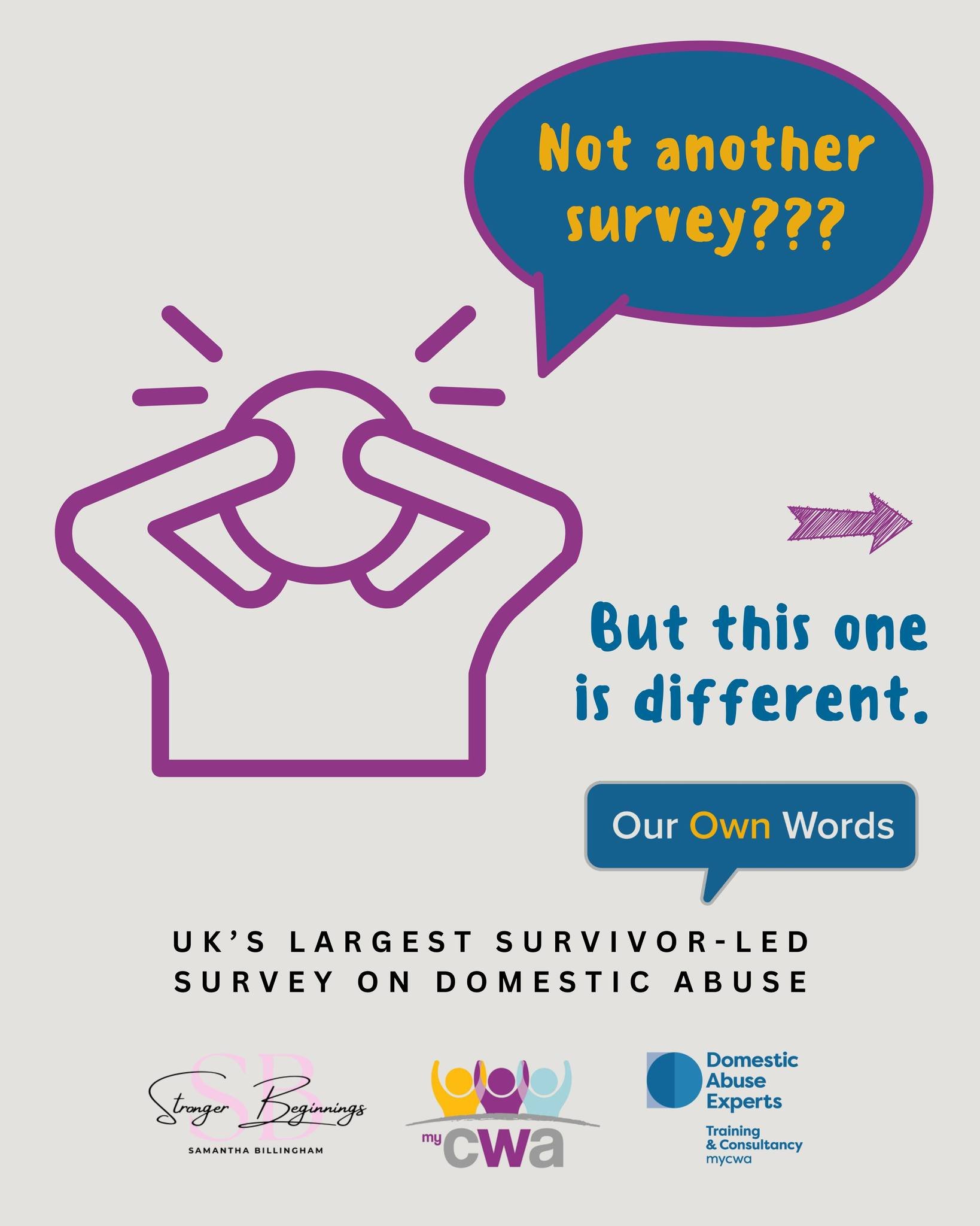 😶 "Not another survey"....

Most domestic abuse surveys collect data 👉 This one is designed to change what happens next. Our Own Words was written by survivors, for survivors. Every question reflects lived experience and not professional 