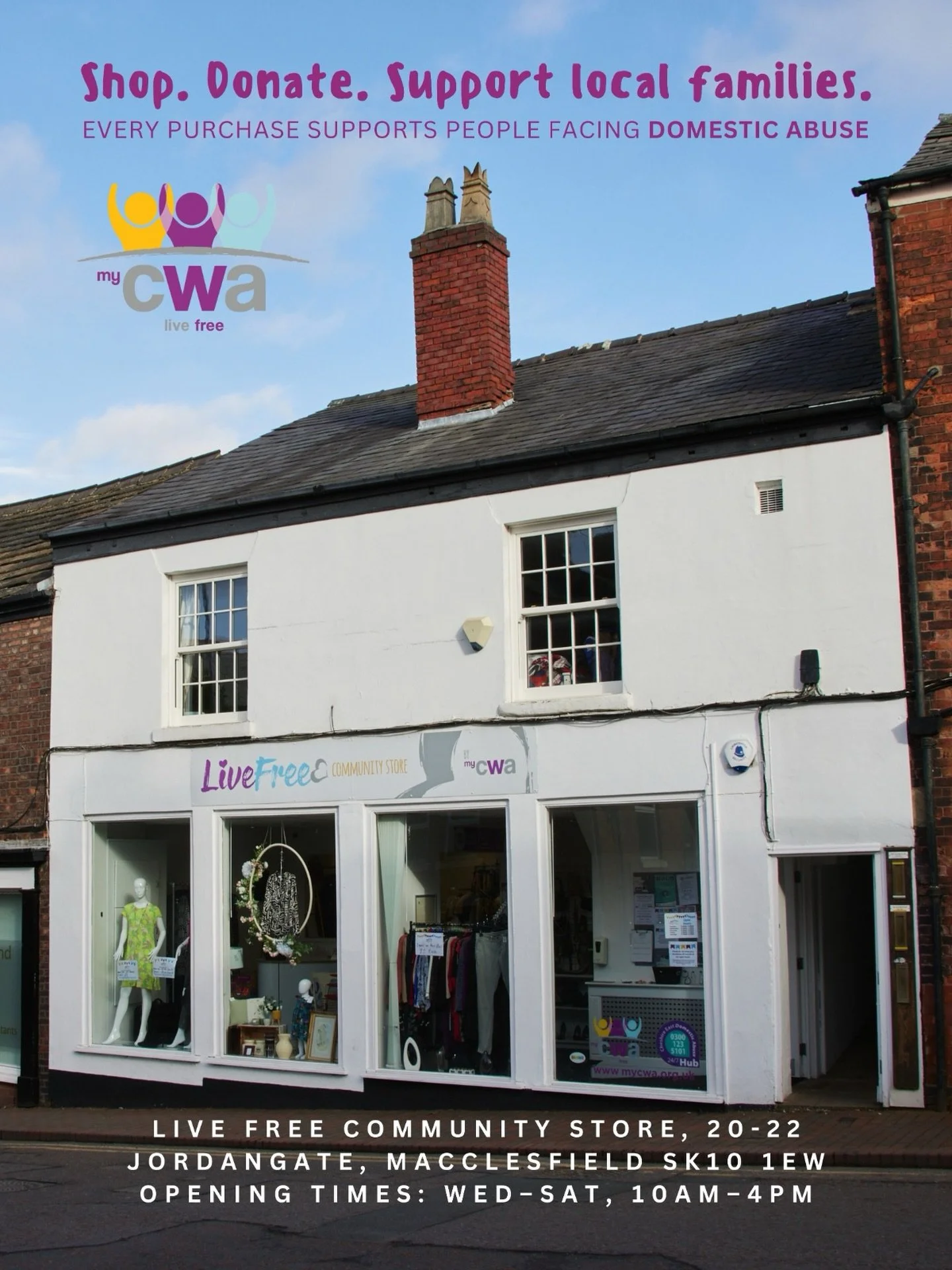 Looking for a reason to shop local? This is it&hellip;👇
Our Live Free Community Store in Macclesfield is a local charity shop with real impact. @livefreecommunitystore 

Every item you buy helps support adults and children across Cheshire who are ex