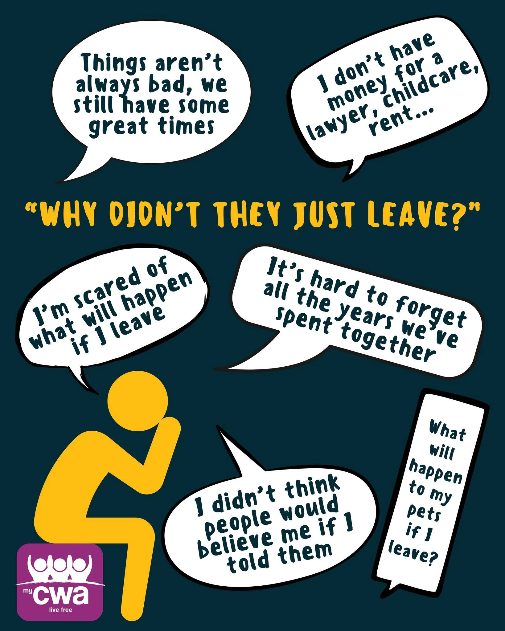 &ldquo;Why don&rsquo;t they just leave?&rdquo; 💭

It&rsquo;s one of the most common questions people ask about domestic abuse. But the reality is, leaving is often the most dangerous and difficult point.

Fear. Children. Financial control. Isolation