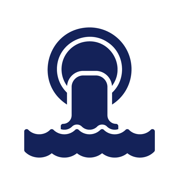 Icon of a submarine launching a torpedo into water