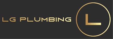 Logo for LG Plumbing with gold and black color scheme featuring the company name and a stylized 'L' inside a circle.