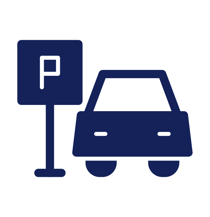 Parking sign and a car