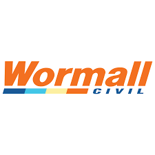Wormall Civil logo with orange, blue, yellow, and teal text and design elements