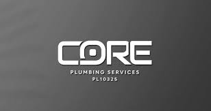 Logo of CORE Plumbing Services on a gray background