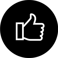 line drawing of a thumb up on black background