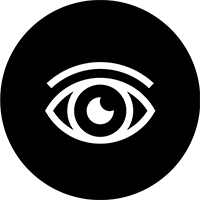 line drawing of an eye on black background