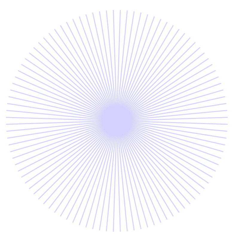 Ein Lichtstrahler-Design mit zahlreichen weißen Linien, die radial von einem zentralen Punkt auf einem schwarzen Hintergrund ausgehen, erzeugen eine strahlenförmige Muster.