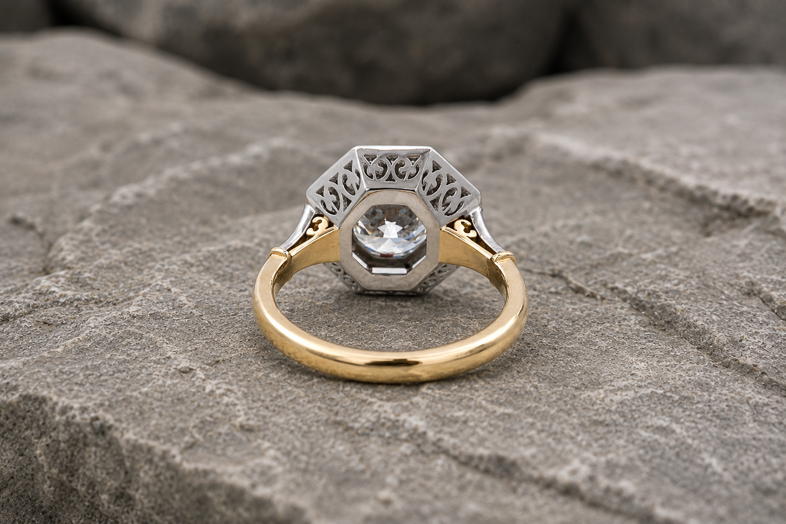 Bespoke Platinum Art Deco 1930s Inspired Diamond Target Ring – Handmade in Hatton Garden Workshop