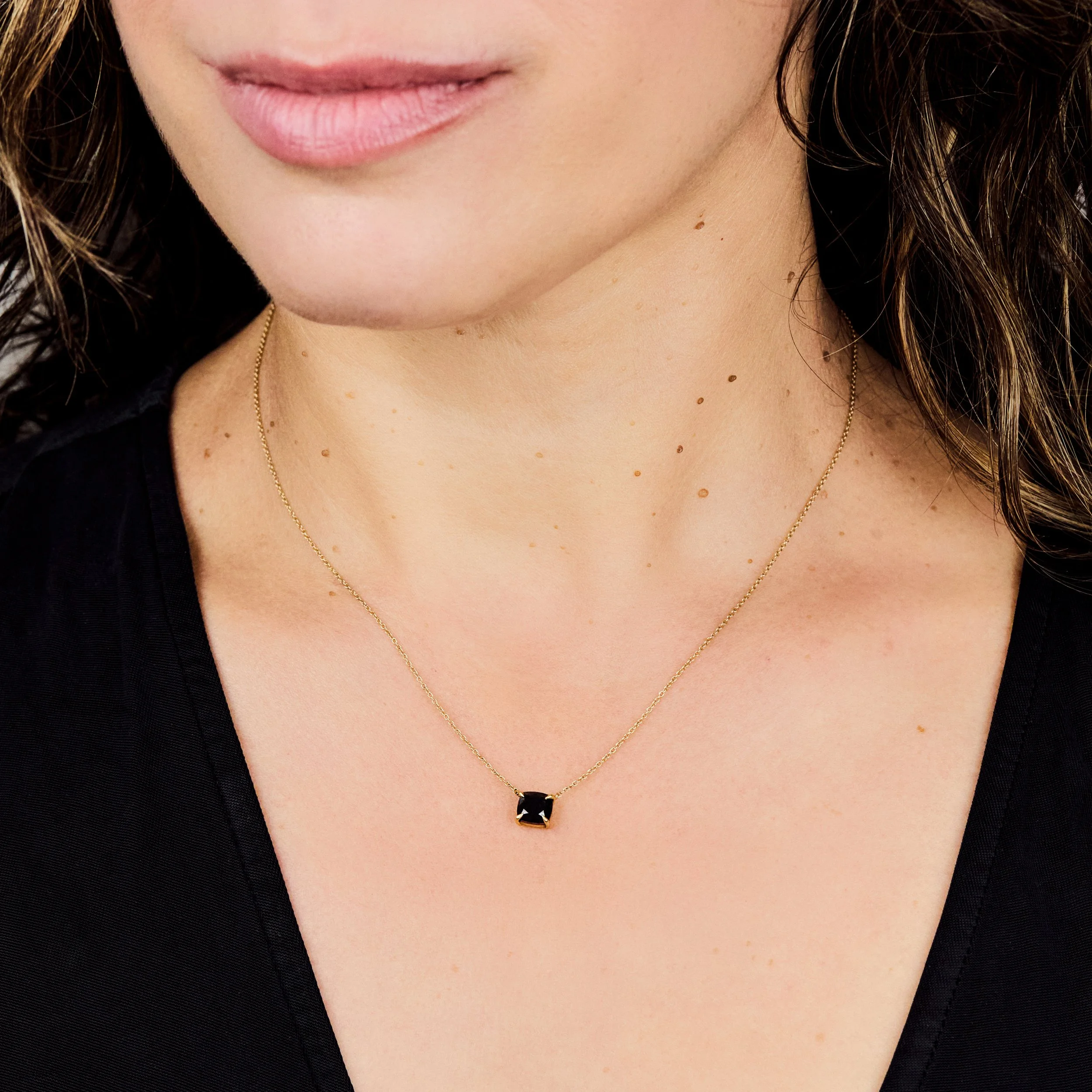 Black Diamond Gold Necklace - Various Stone Shapes