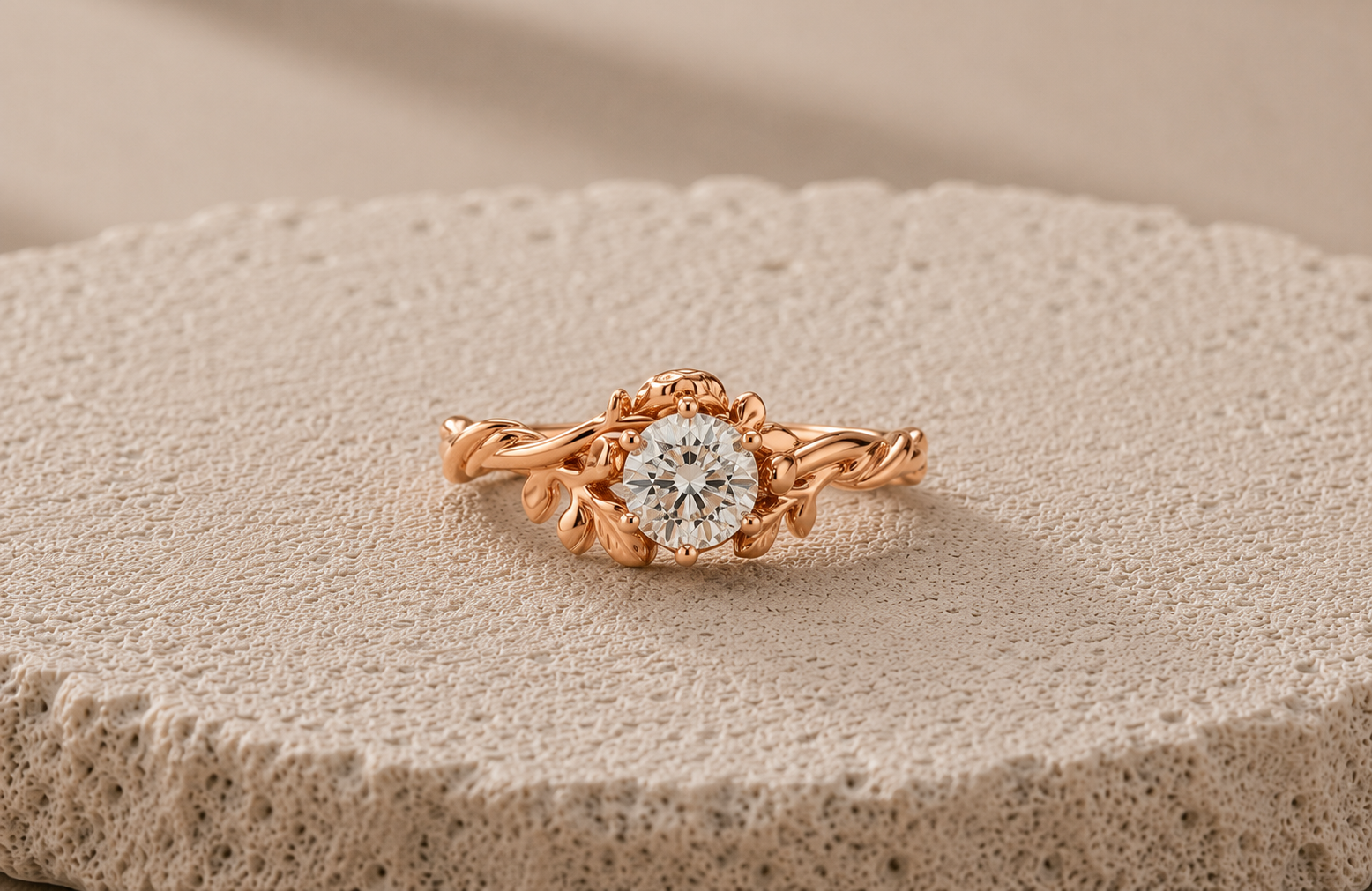 Rose Gold Floral Diamond Ring