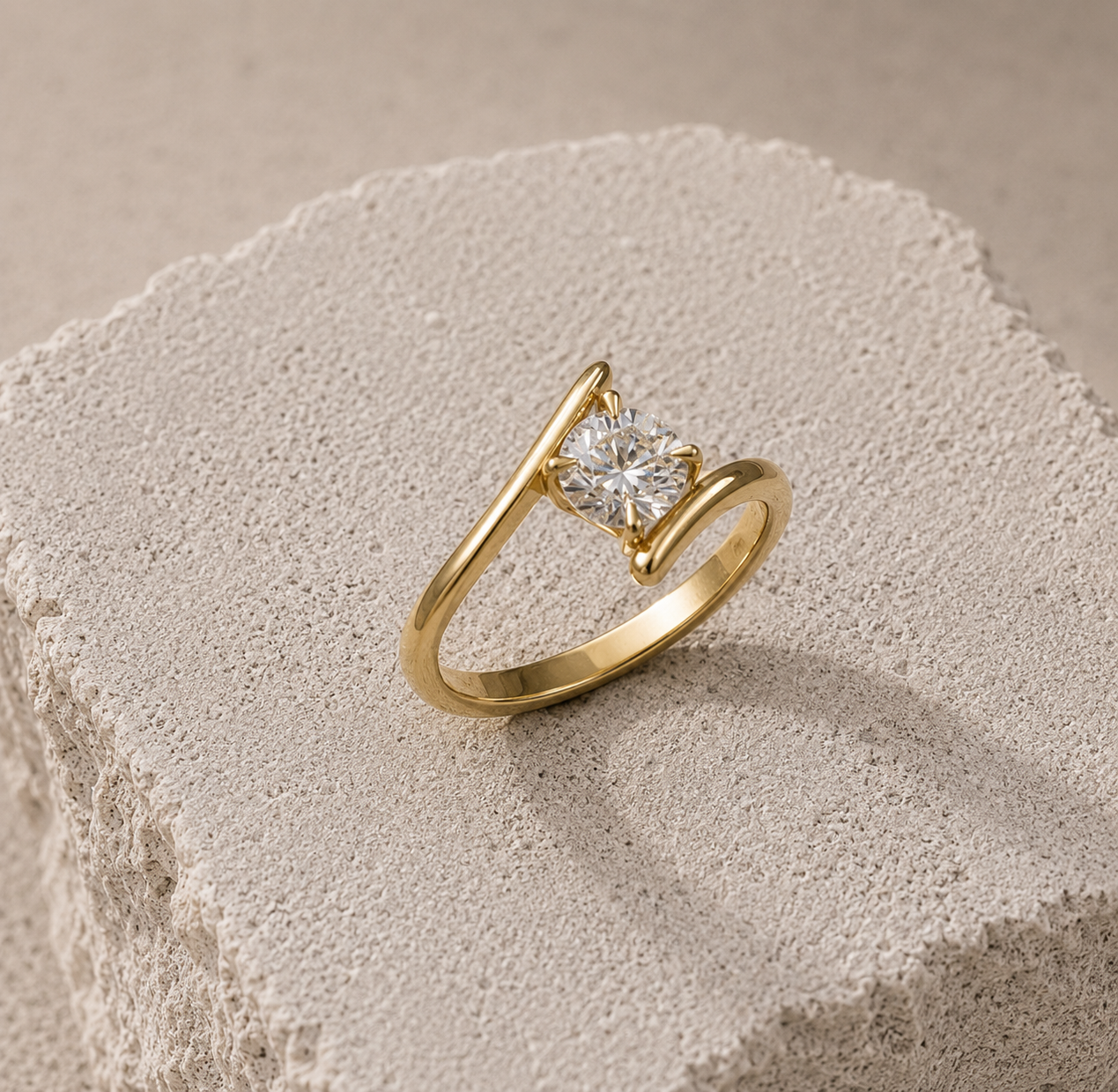 Crossover Diamond Engagement Ring