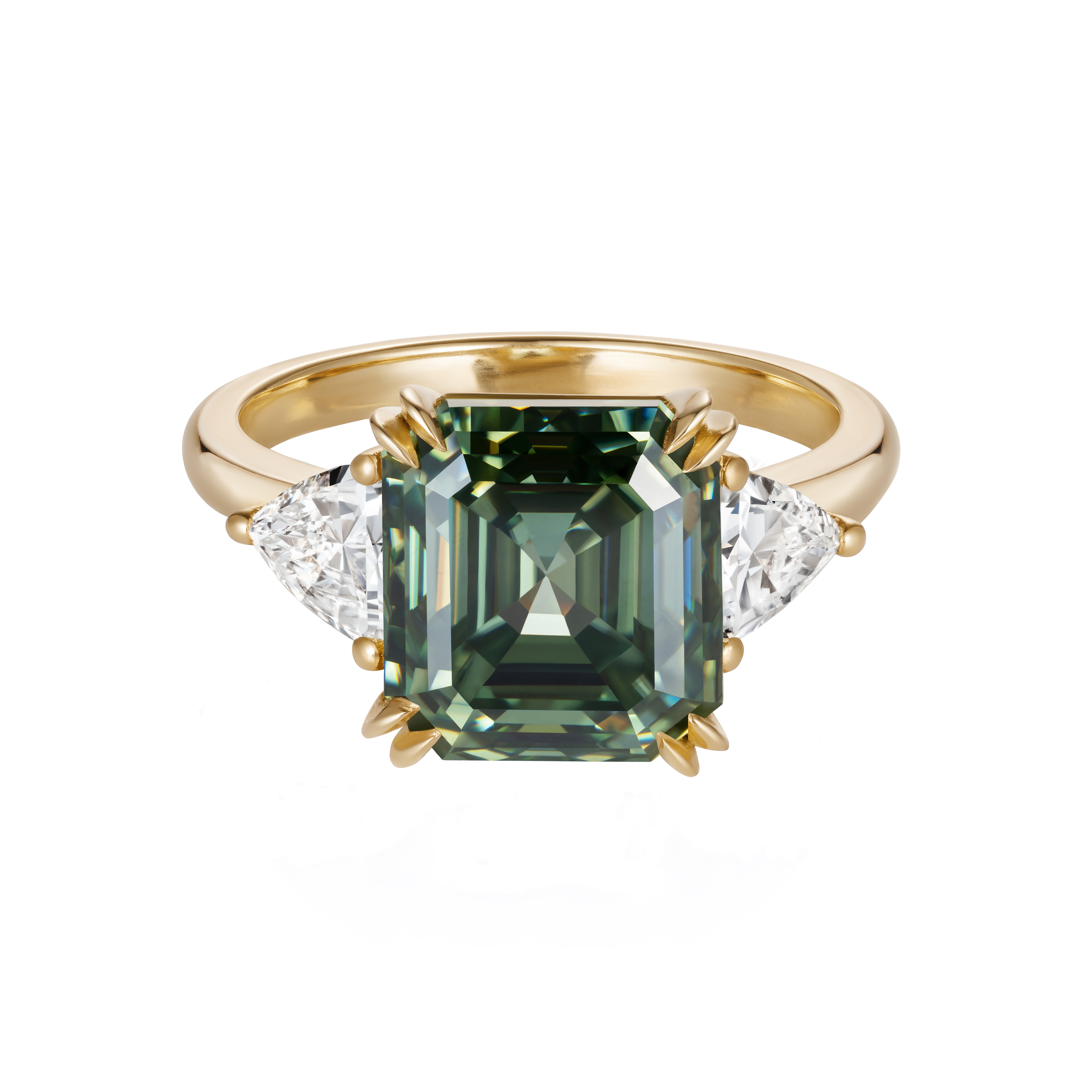 Octagonal Green Moissanite Ring