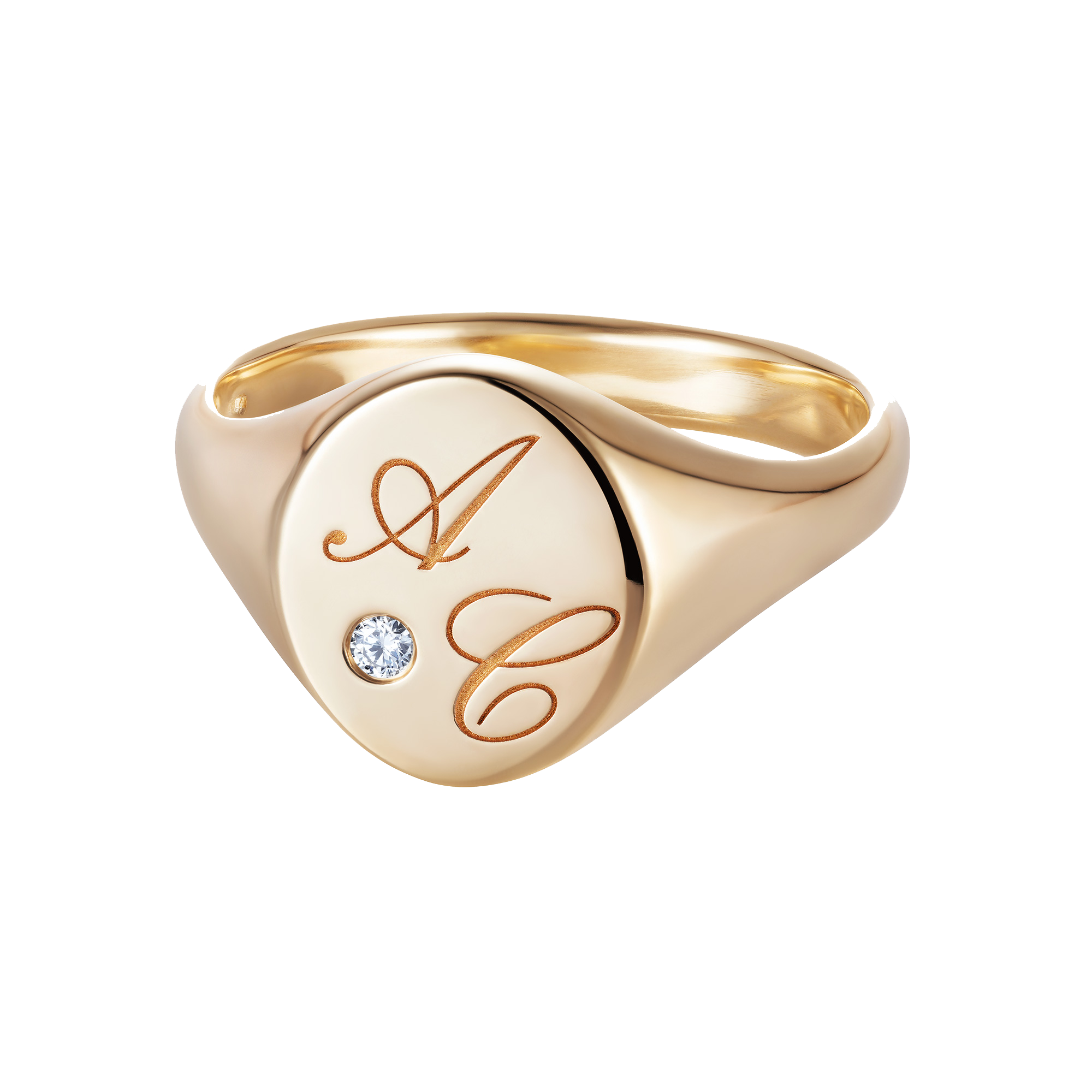 Personalised Gold & Diamond Signet Ring