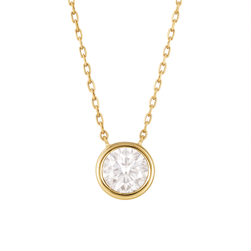Claw Diamond Necklace Gold - Various Stone Shapes