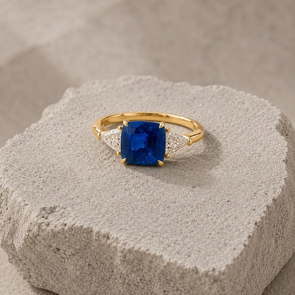 Cushion Cut Sapphire & Diamond Ring