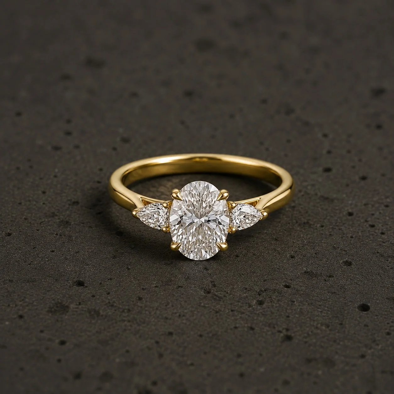 Gold Oval & Pear Diamond Trilogy | Bespoke made in Hatton Garden