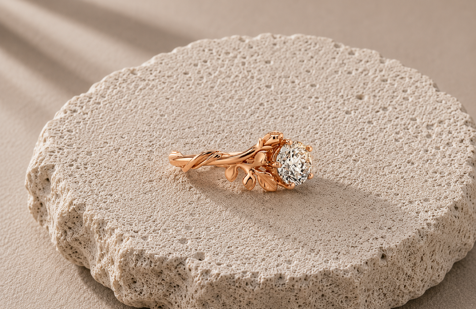 Bespoke Nature enspired 18ct Rose Gold Floral Diamond Ring | Handmade in London ethical diamonds