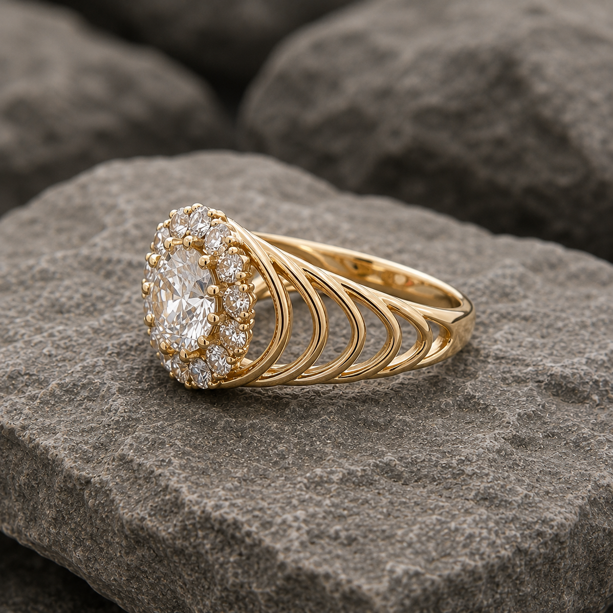 Bespoke 18ct Gold Vintage 1930’s Inspired Diamond Cluster Ring – Handmade by DG Bespoke Jewellery
