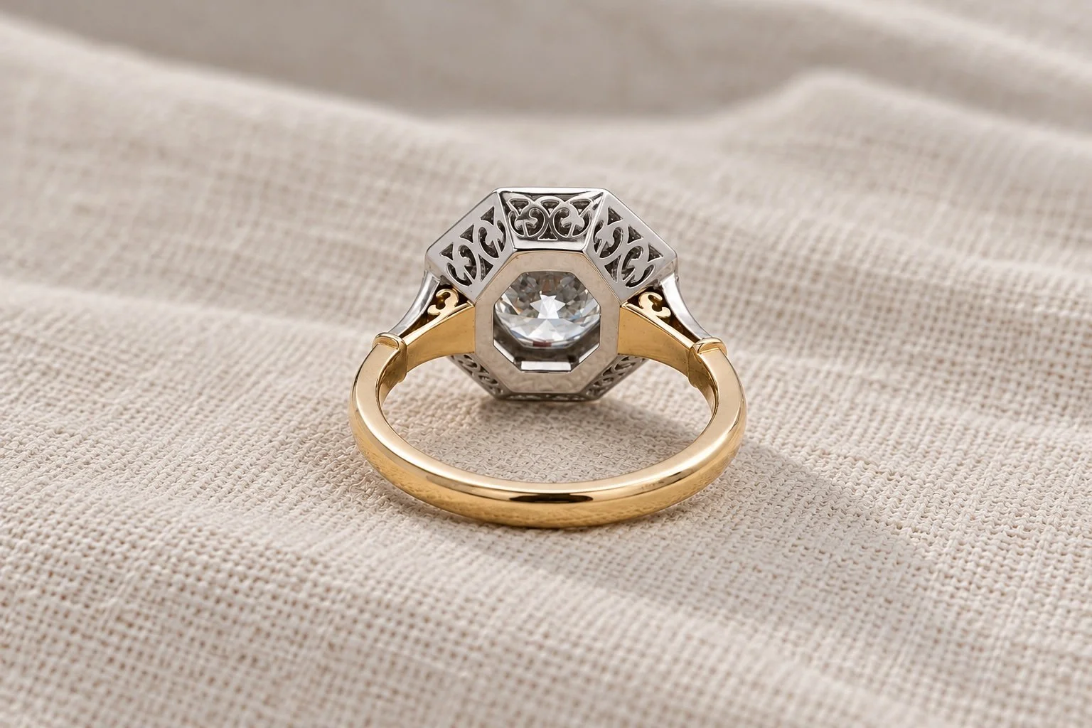 Bespoke Platinum Art Deco 1930s Inspired Diamond Target Ring – Handmade in Hatton Garden Workshop