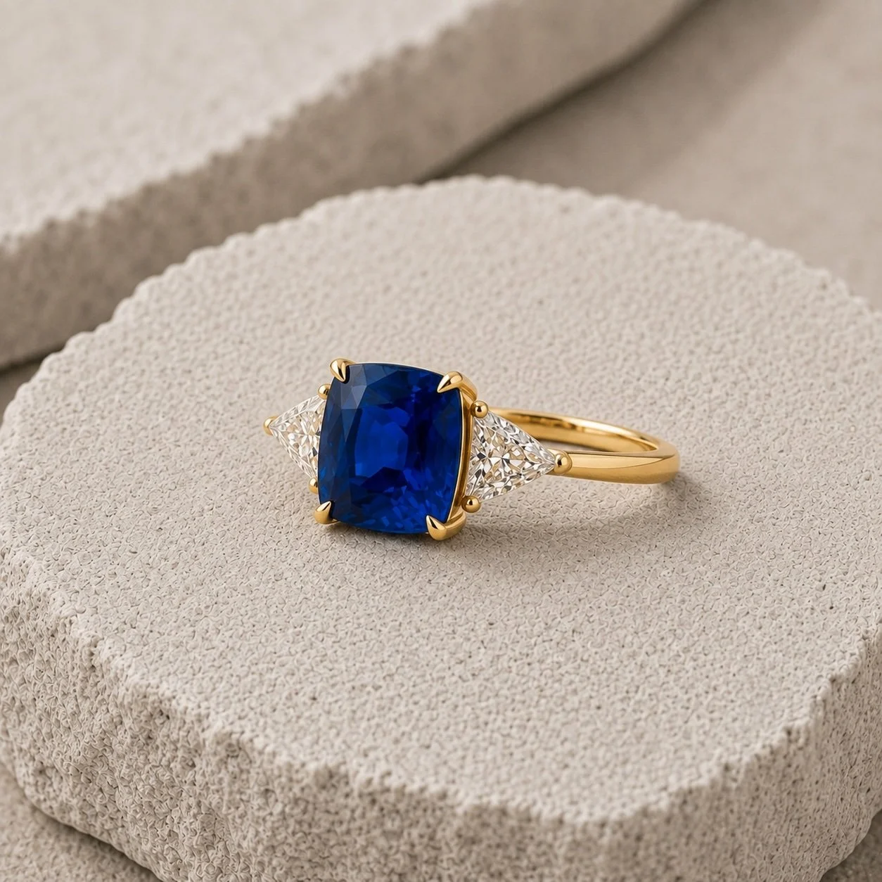 Bespoke 3ct Cushion Cut Sapphire & Diamond Ring – Ceylon Sapphire